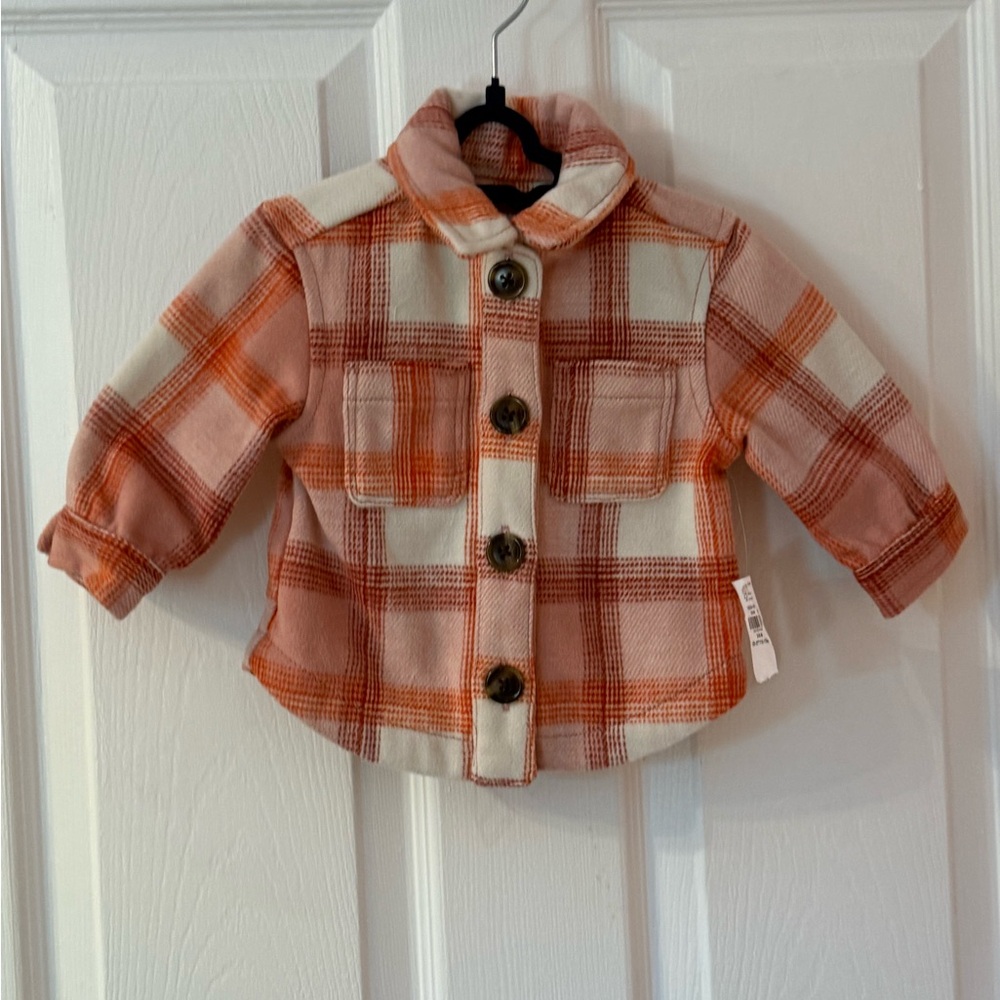 Old Navy Pink & Orange Plaid Jacket for Baby